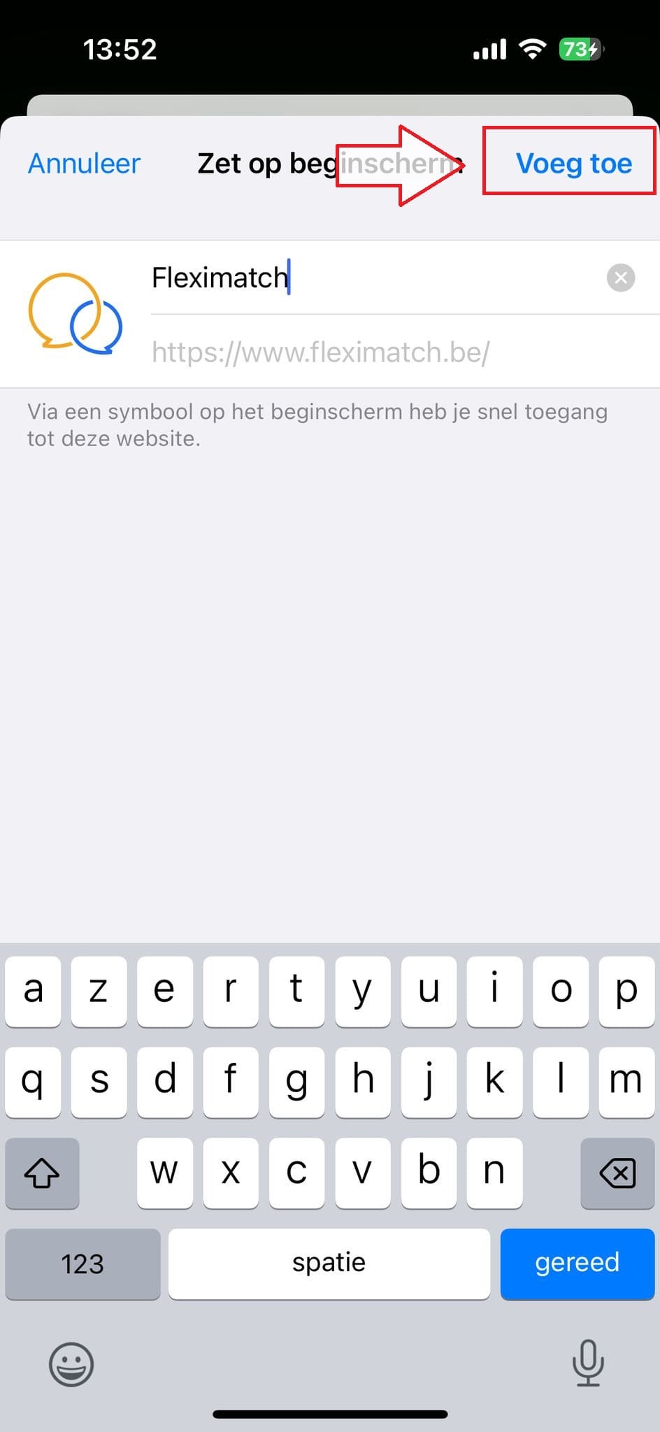3. Klik in de rechterhoek op 'voeg toe'